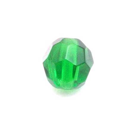 Glaskraal, rond met facetten, donkergroen, 10 mm (streng)