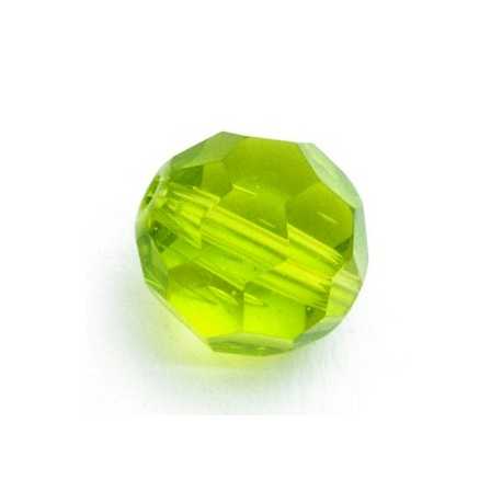 Glaskraal, rond met facetten, groen, 12 mm (streng)