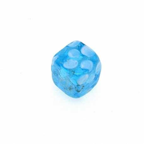 Glaskraal, vierkant, blauw/wit, 10 mm (5 st.)