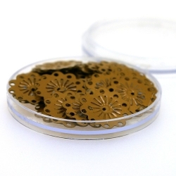 Lovertjes in rond doosje, bloem, brons, 18 mm (3 gram)