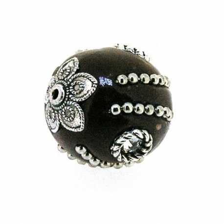 Kashmiri kraal, rond, bruin, 18 mm (5 st.)