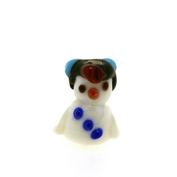 Glas kraal handgemaakt sneeuwpop wit 14 mm (1 st.)