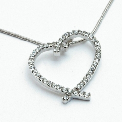 Ketting, sterling zilver met een hartvormige hanger (1 st.)