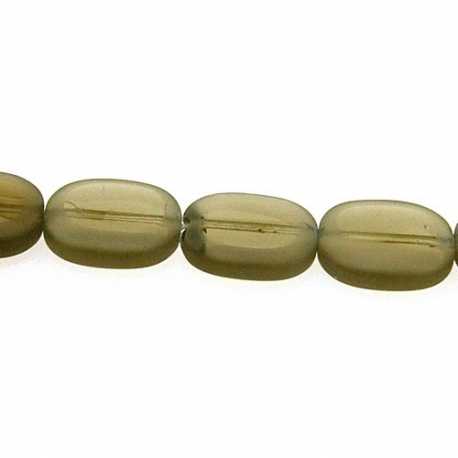 Glaskraal, ovaal, plat, rookbruin, 14 x 12 mm (streng)