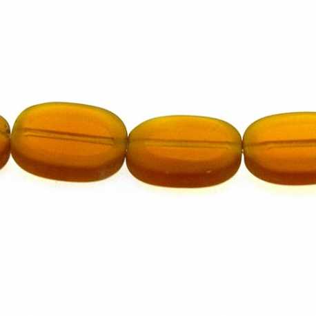 Glaskraal, ovaal, plat, bruin, 16 x 14 mm (streng)