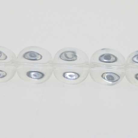 Glaskraal, rond (plat), transparant, 8 mm (streng)