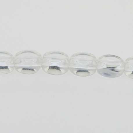 Glaskraal, rond met platte vlakken, transparant, 10 mm (streng)