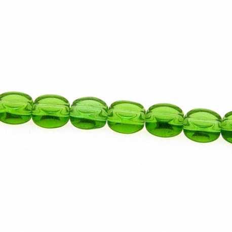 Glaskraal, rond, plat, groen, 8 mm (streng)