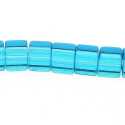 Glaskraal, blokje, blauw, 6 mm (streng)