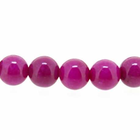 Gekleurd steen kraal, rond, fuchsia, 6 mm (streng)