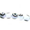 Glaskraal, rond, wit, 'oog', 10 mm (streng)