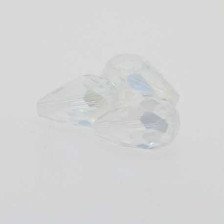 Glaskraal, druppel met facetten, transparant, AB, 16 x 10 mm (5 st.)