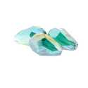 Glaskraal, druppel met facetten, petrol, AB, 16 x 10 mm (5 st.)