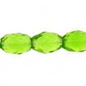 Facetkraal, ovaal, groen, 18 x 12 mm (streng)