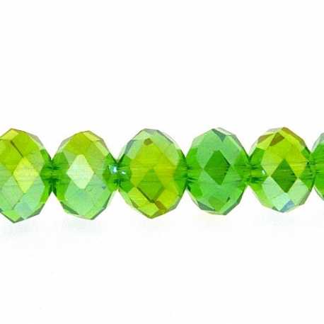 Facetkraal, donut, groen, AB, 8 x 10 mm (streng)