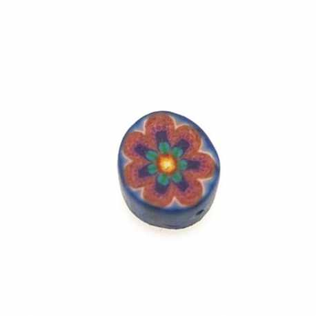 Fimokraal, rond, bloem, blauw, 10 mm (streng)