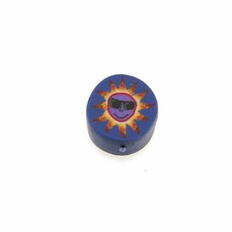 Fimokraal, rond, zon, blauw, 10 mm (streng)