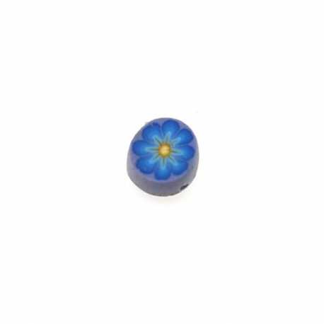 Fimokraal, rond, bloem, blauw, 8 mm (streng)