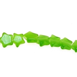 Catseye kraal ster groen 6 mm (streng)