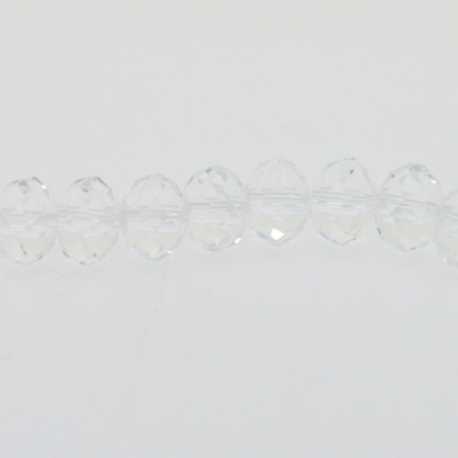 Glaskraal, donut met facetten, transparant, 6 x 8 mm (1 streng)