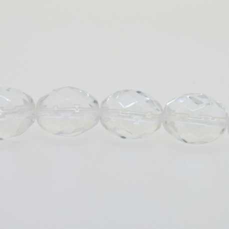 Glaskraal, ovaal met facetten, transparant, 15 x 12 mm (1 streng)
