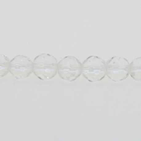 Glaskraal, rond met facetten, transparant, 6 mm (1 streng)