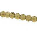 Glaskraal, rond met facetten, rookbruin, 6 mm (streng)