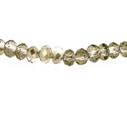 Glaskraal, donut met facetten, rookbruin, 6 x 8 mm (streng)