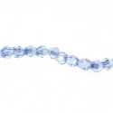Glaskraal, bicone met facetten, lichtblauw, 4 x 4 mm (streng)