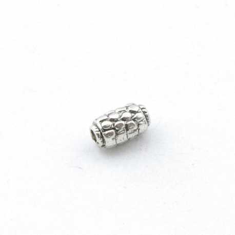 Metalen kraal, langwerpig, zilver, 10 x 6 mm (5 st.)