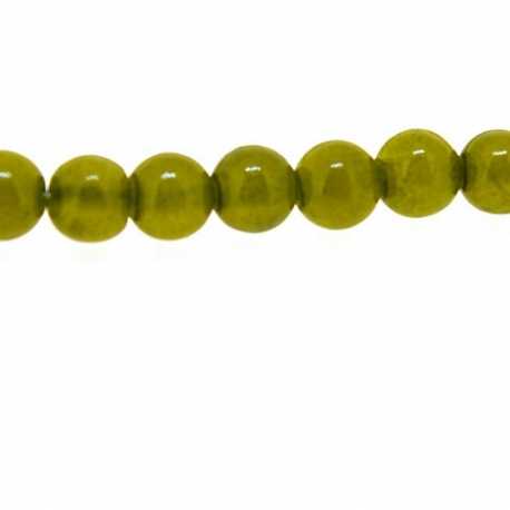 Gekleurd steen kraal, rond, olijfgroen, 6 mm (streng)