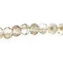 Glaskraal, donut met facetten, rookgrijs, 3 x 4 mm (1 streng)