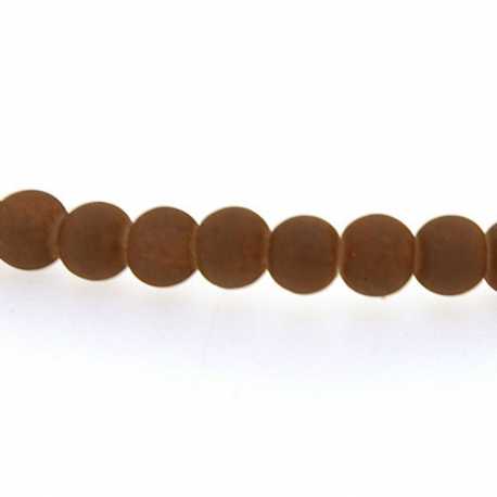 Glaskraal, rond, bruin, mat, 4 mm (streng)