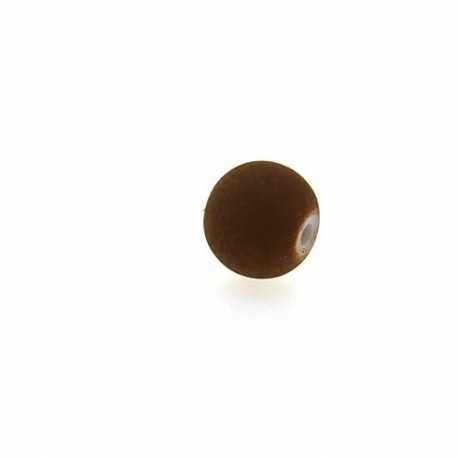 Glaskraal, rond, bruin, mat, 6 mm (streng)