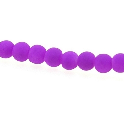 Glaskraal, rond, lila, mat, 4 mm (streng)