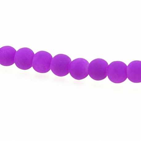 Glaskraal, rond, lila, mat, 4 mm (streng)