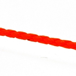 Rond gevlochten kunstleer, neon oranje, 2 mm (1 mtr.)