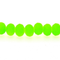 Glaskraal, donut met facetten, neon groen, mat, 12 x 8 mm (streng)