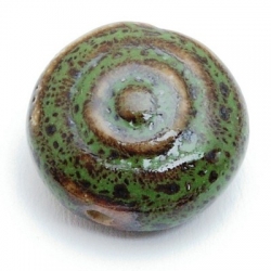 Keramiek kraal, rond (plat), groen, 24 x 13 mm (1 st.)