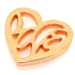 Metaal, tussenstuk zonder rijggaatjes, hart, roségoud, 22 x 24 mm (3 st.)