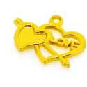 Metaal, hanger, hart met pijl, 'LOVE', goud, 18 x 22 mm (5 st.)