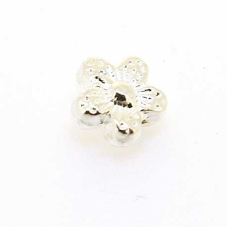 Metalen kraal, bloemetje, zilver, 8 mm (10 st.)