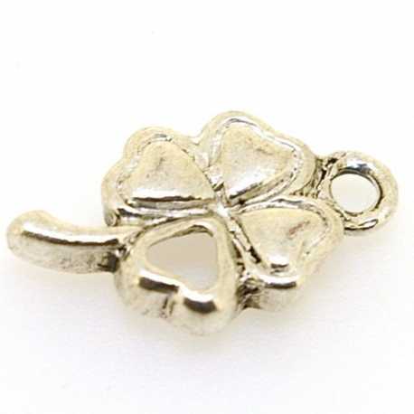 Metaal, bedel, klavertje vier, zilver, 20 mm (5 st.)