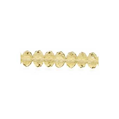 Glaskraal, donut met facetten, rookgrijs, 3 x 4 mm (1 streng)