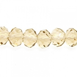 Glaskraal, donut met facetten, grijs AB, 6 x 8 mm (1 streng)