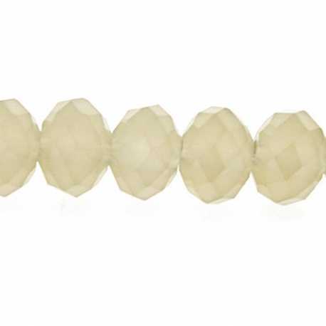 Glaskraal, donut met facetten, grijs, 4 x 6 mm (1 streng)