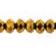 Glaskraal, donut met facetten, goud, 3 x 4 mm (1 streng)