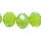 Glaskraal, donut met facetten, groen, mat, 6 x 8 mm (1 streng)