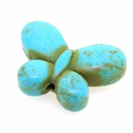 Gekleurd Turquoise, kraal, vlinder, turquoise, 14 x 20 mm (5 st.)