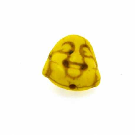 Gekleurd Turquoise, kraal, boedha, dubbelzijdig gezicht, geel, 15 mm (5 st.)
